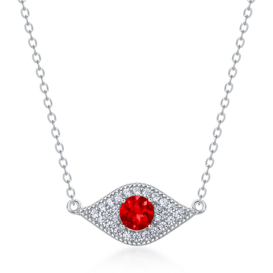 925 Sterling Silver Lab-Grown Ruby Necklace(ZHF-P5512R)