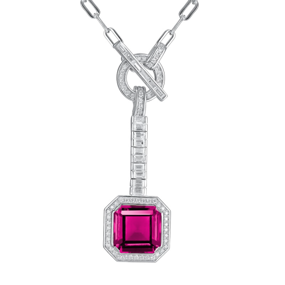 925 Sterling Silver Lab-Grown Ruby Necklace(ZHF-P0340R)