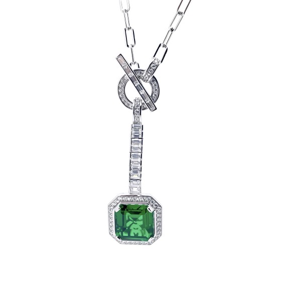 925 Silver Green Garnet Necklace(ZHF-P0340-2)