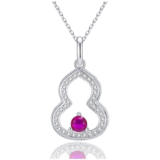 925 Sterling Silver Lab-Grown Ruby Necklace(ZHF-P1644R)