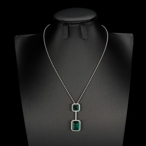925 Sterling Silver Lab-Grown Emerald Necklace(ZHF-P1411-1)