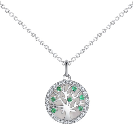 925 Sterling Silver Lab-Grown Emerald Necklace(A73-P2020305)