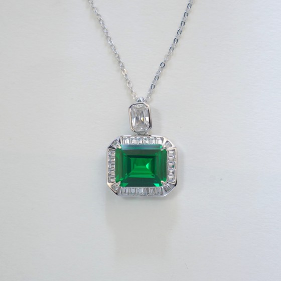 925 Silver Green Garnet Necklace (ZHF-P1448)