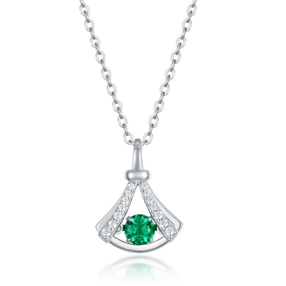 925 Silver Lab-Grown Emerald Dancing Necklace(LP012)