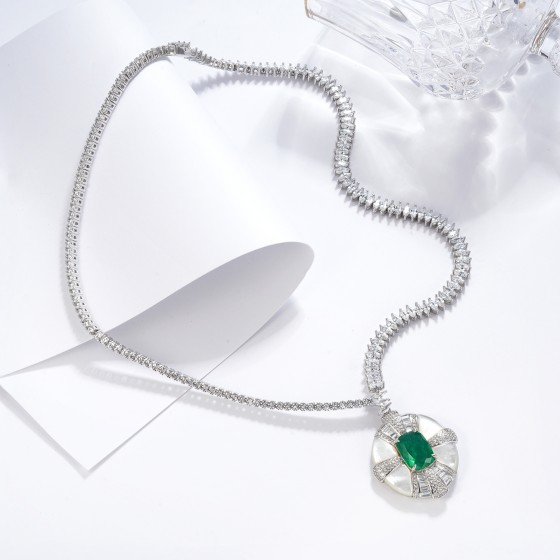 925 Silver Glass Necklace (ZHF-P1327-1)