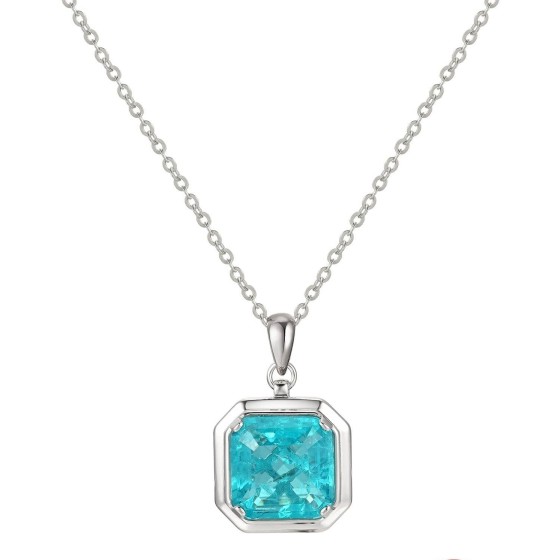 925 Sterling Silver Paraiba Color Gemstone Necklace(ZHF-P1121SK)