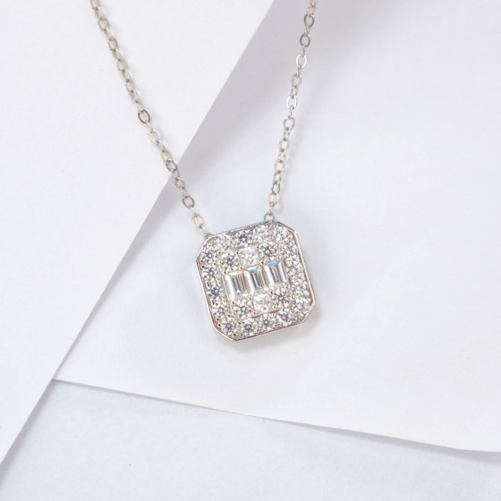 925 Sterling Silver Cubic Zirconia Necklace(ZHF-P1299)