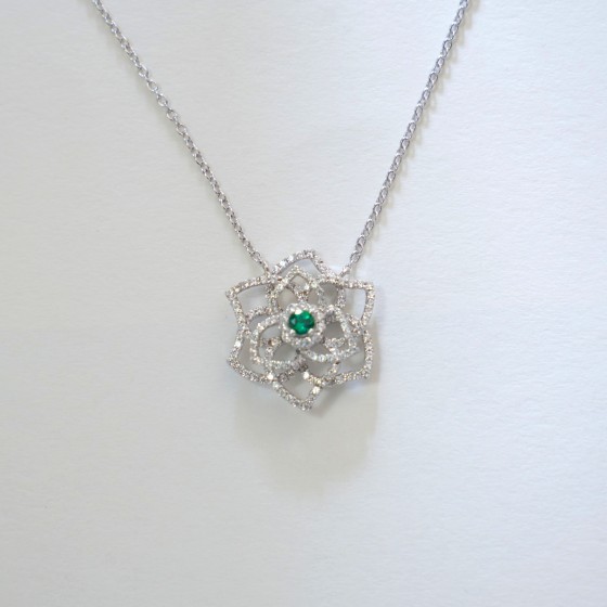 925 Sterling Silver Lab-Grown Emerald Necklace(ZHF-411)