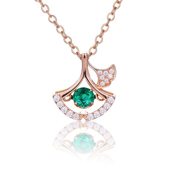 925 Silver Lab-Grown Emerald Dancing Necklace(LP0197R)
