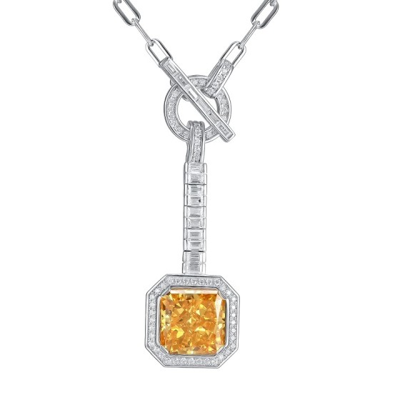 925 Silver Yellow Cubic Zirconia Necklace (P0340Y)