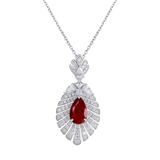 925 Sterling Silver Lab-Grown Ruby Necklace(P0830R)