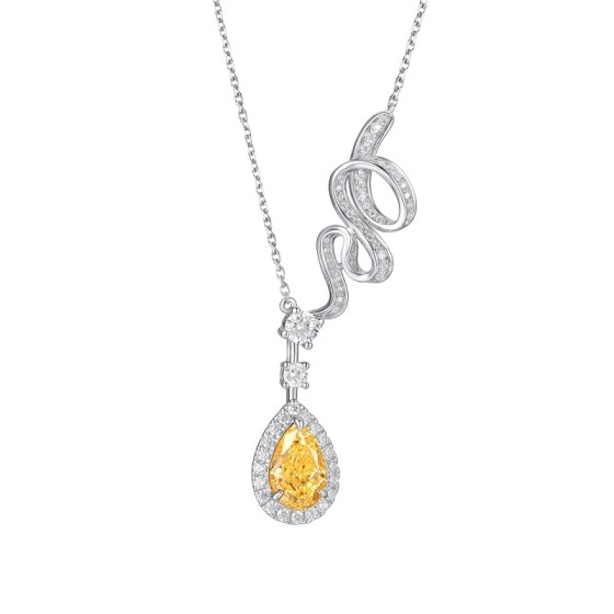 925 Silver Yellow Cubic Zirconia Necklace (P0606Y)