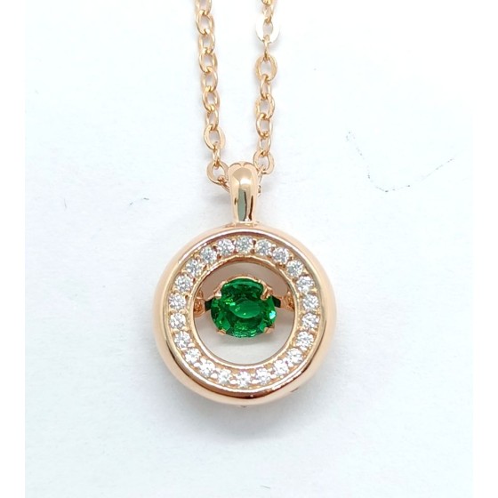 925 Silver Lab-Grown Emerald Dancing Necklace(HP0019)
