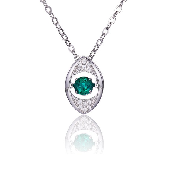 925 Silver Lab-Grown Emerald Dancing Necklace(LP0272R)