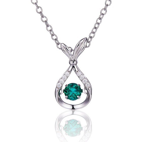 925 Silver Lab-Grown Emerald Dancing Necklace(LP0199)