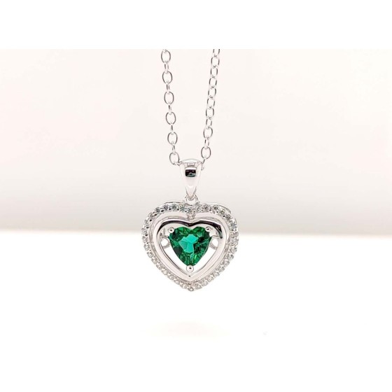 925 Silver Lab-Grown Emerald Dancing Necklace(LP9156)