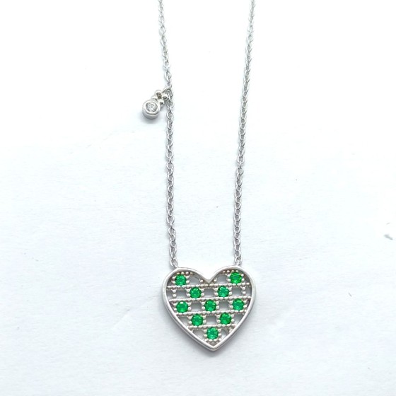 925 Sterling Silver Lab-Grown Emerald Necklace(A73-N2020865)
