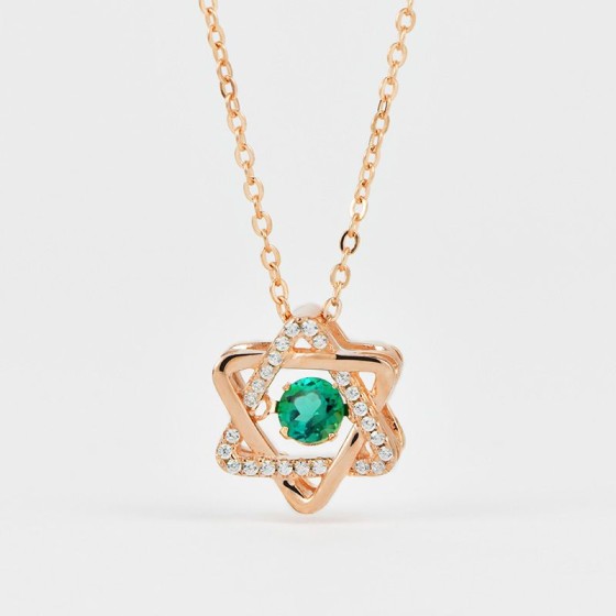 925 Silver Lab-Grown Emerald Magic Dancing Necklace (HP0003R)