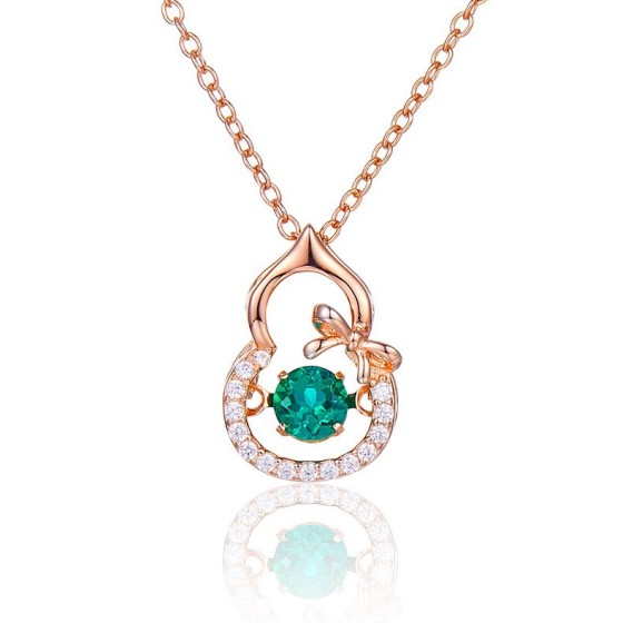 925 Silver Lab-Grown Emerald Dancing Necklace(LP0023R)