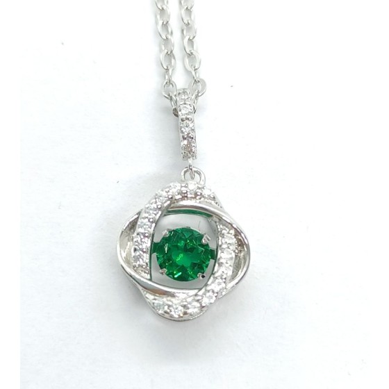 925 Silver Lab-Grown Emerald Dancing Necklace(HP0092)