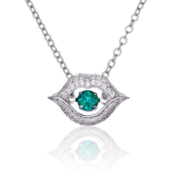 925 Silver Lab-Grown Emerald Dancing Necklace(LP0219)