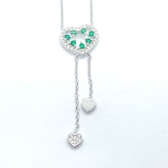 925 Sterling Silver Lab-Grown Emerald Necklace(A73-N2020864)