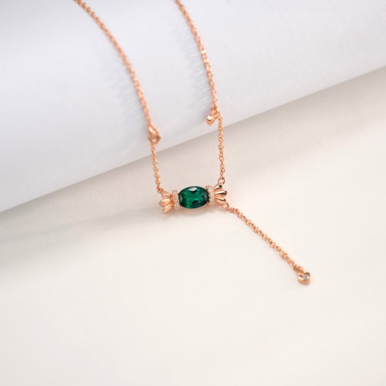 925 Sterling Silver Lab-Grown Emerald Necklace(A73-N2020867)