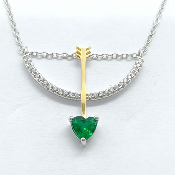 925 Sterling Silver Lab-Grown Emerald Necklace(A73-N2020871)